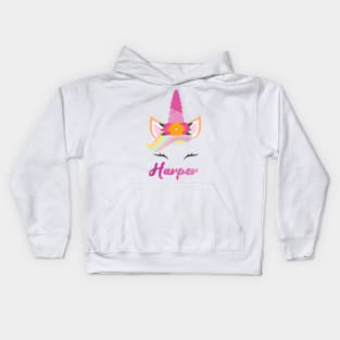 Name harper unicone awesome gift Kids Hoodie